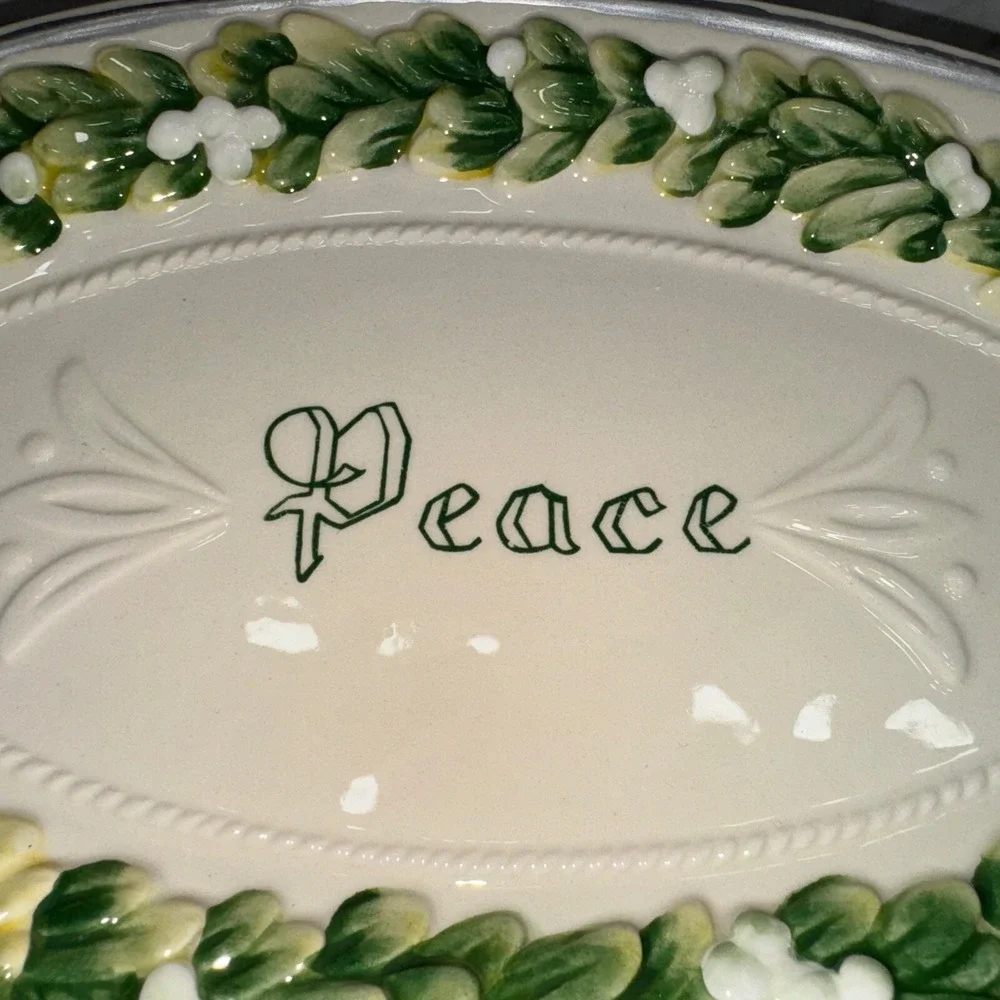 Fitz And Floyd Winter Garden Peace‎ Oval Plate Christmas Serving Platter